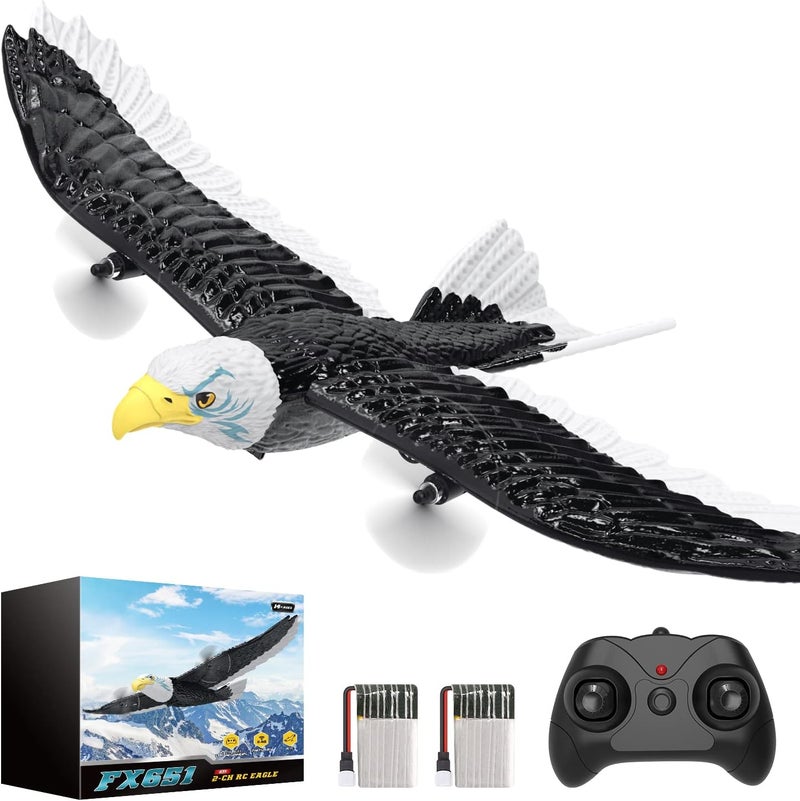 DEERC RC Plane, Remote Control Eagle Plane, RTF Airplane, 2.4GHZ 2CH Flying Bird with 2 Batteries & Propeller 6-axis Gyro Stabilizer, Easy to Fly for Beginners Adults Kids Boys - Image 1